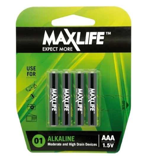 ALKALINE BATTERY MAX-LIFE AAA 4/PKT