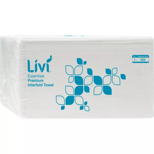 PAPER TOWEL LIVI 1421 ESSENTIALS PREMIUM INTERFOLD 250 SHEET 1 PLY 16PKT/CTN