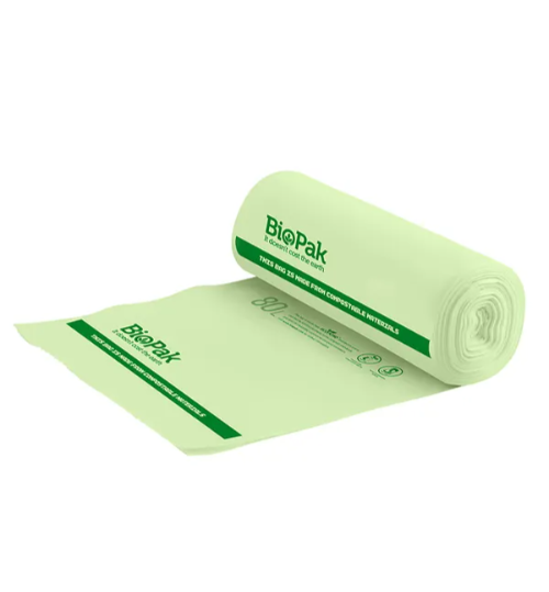 BIN LINER BIOPAK COMPOSTABLE 80L 20/ROLL