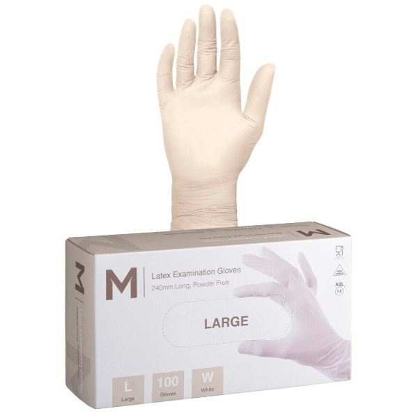 DISPOSABLE GLOVES LATEX POWDER FREE MATTHEWS EXTRA SMALL 240MM CUFF 100/BOX
