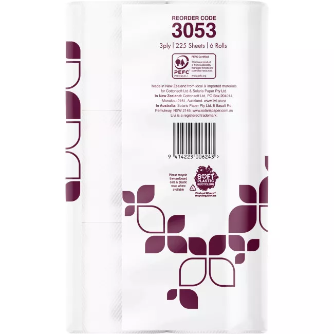 TOILET TISSUE LIVI 3053 IMPRESSA LUXURY EMBOSSED 225 SHEET 3 PLY 48/BUNDLE