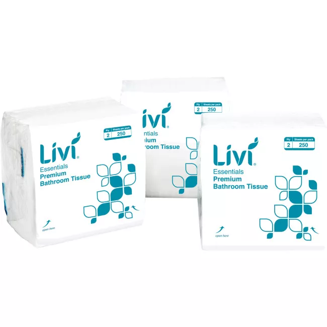 TOILET TISSUE LIVI 1006 ESSENTIALS INTERLEAVED 250 SHEET 2 PLY 36PKT/CTN