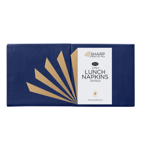SERVIETTE SHARP LUNCH 2 PLY 1/4 FOLD DARK BLUE 200/PKT