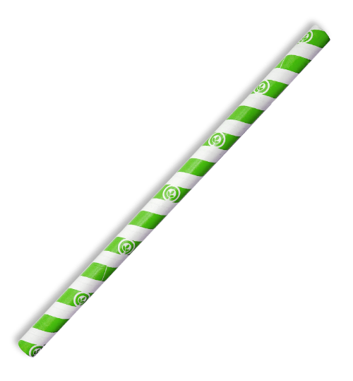 STRAWS BIOPAK PAPER JUMBO WHITE/GREEN 100/PACK