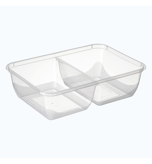 CONTAINER BONSON BS-650ST 2 COMPARTMENT RECTANGULAR 650ML 50/SLV