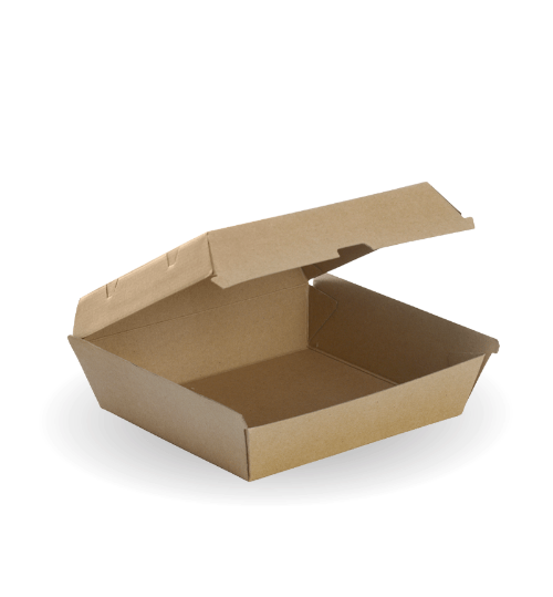 CLAMSHELL DINNER BOX BIOPAK KRAFT 178 X 160 X 80MM 50/SLV