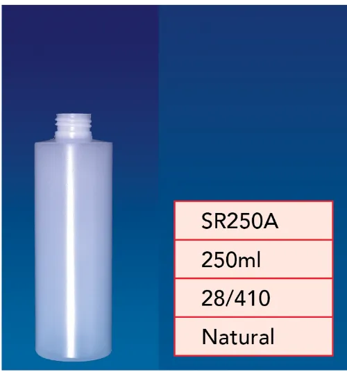 PLASTIC BOTTLE ROUND NATURAL NECK SIZE 28/410 250ML