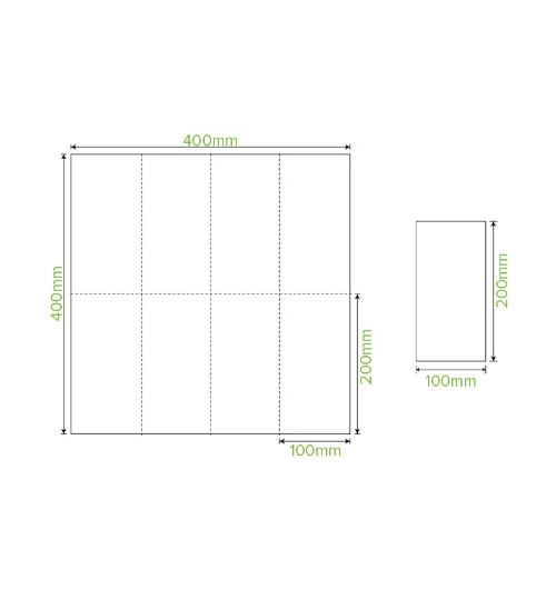 SERVIETTE DINNER BIOPAK 1/8 REDIFOLD WHITE 2PLY 100/PKT