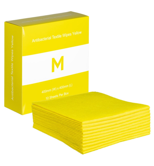 ANTIBACTERIAL TEXTILE WIPE MATTHEWS YELLOW MPH27418 400 X 400MM 10/PKT