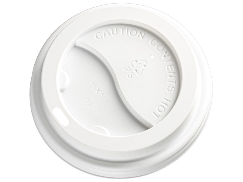 HOT CUP LID MATTHEWS WHITE PLASTIC 12OZ 90MM 50/SLV