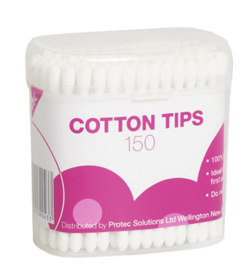 COTTON BUDS TIPS WOODEN STEM DOUBLE ENDED 7.5CM 150/ PKT