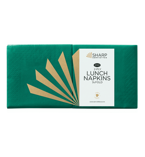 SERVIETTE SHARP LUNCH 2 PLY 1/4 FOLD GREEN 200/PKT