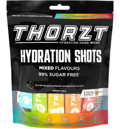THORZT REHYDRATION DRINK SINGLE SERVE SACHETS 3G MIXED FLAVOURS PACK 50