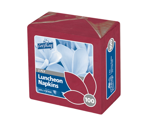 SERVIETTE LUNCH CASTAWAY 2 PLY WINE RED 100/PKT
