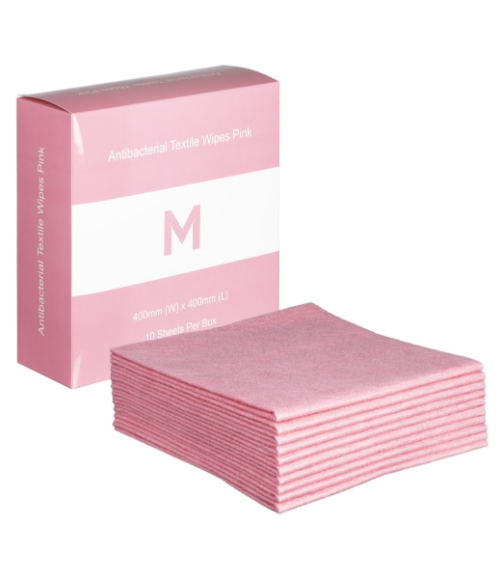 ANTIBACTERIAL TEXTILE WIPE MATTHEWS PINK MPH27417 400 X 400MM 10/PKT